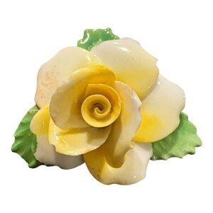 Vintage Royal Adderley Yellow Rose Porcelain Floral Brooch England J16